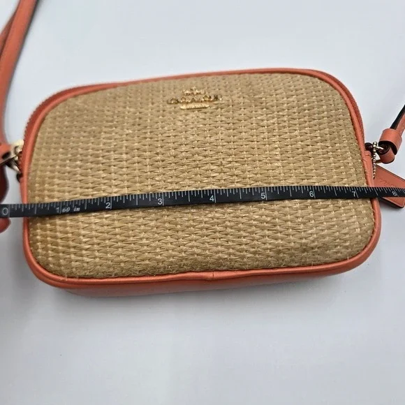Coach Crossbody Straw Purse, Top Zip Closure, Adjustable Strap, Small - Picture 5 of 8